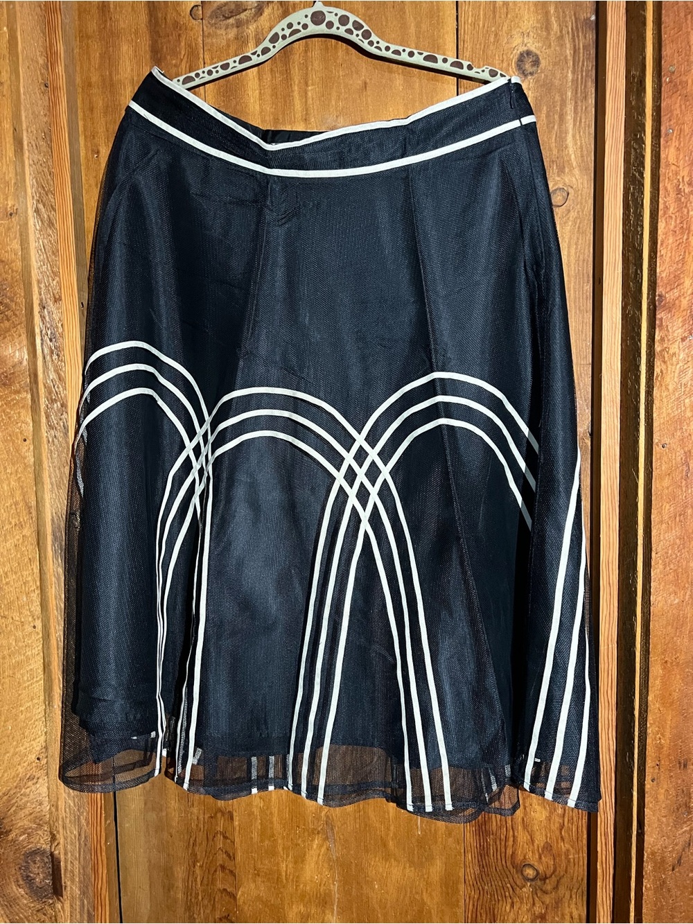 LOFT Black A-Line Skirt with White Arch Piping